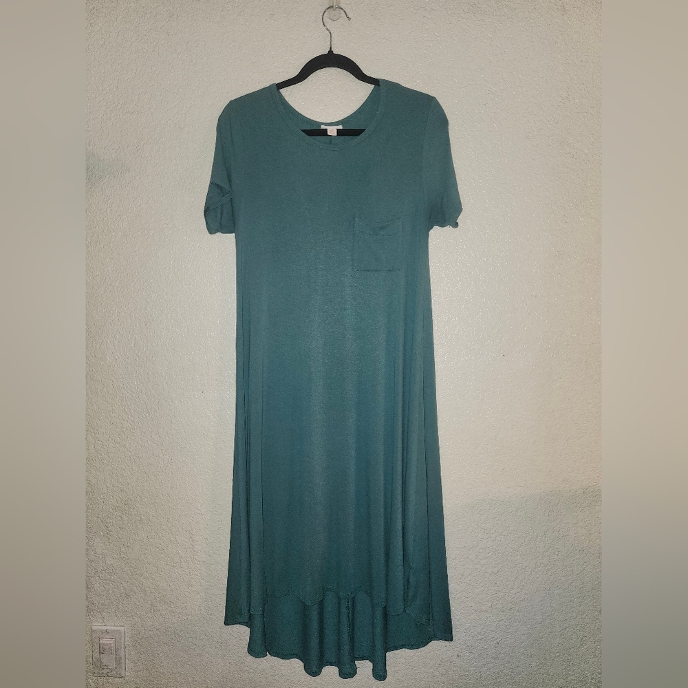EUC LuLaRoe "Carly T-Shirt Dress" in Jade Green • Sz XS (2-4+) - Picture 2 of 10
